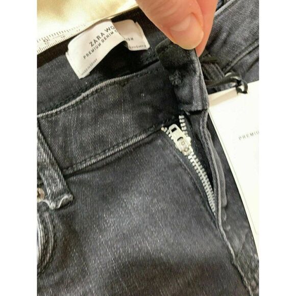 Zara Womens New Solid Black Mid Rise Skinny Jeans Denim 6 Small - Picture 10 of 10